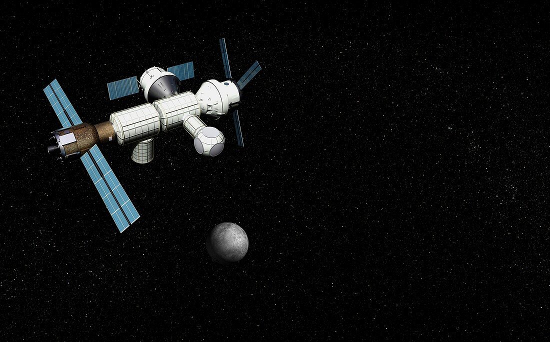 Lunar Orbital Platform-Gateway space station,illustration