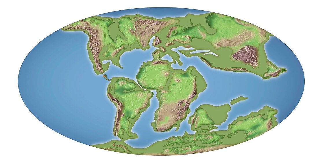 Continental drift,100 million years ago
