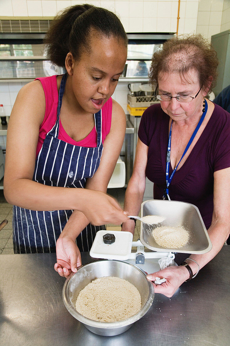 Student with learning disability in a cookery class