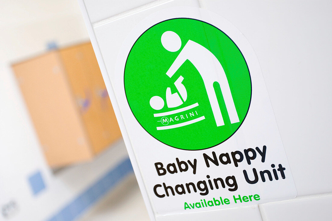 Sign for baby nappy changing unit