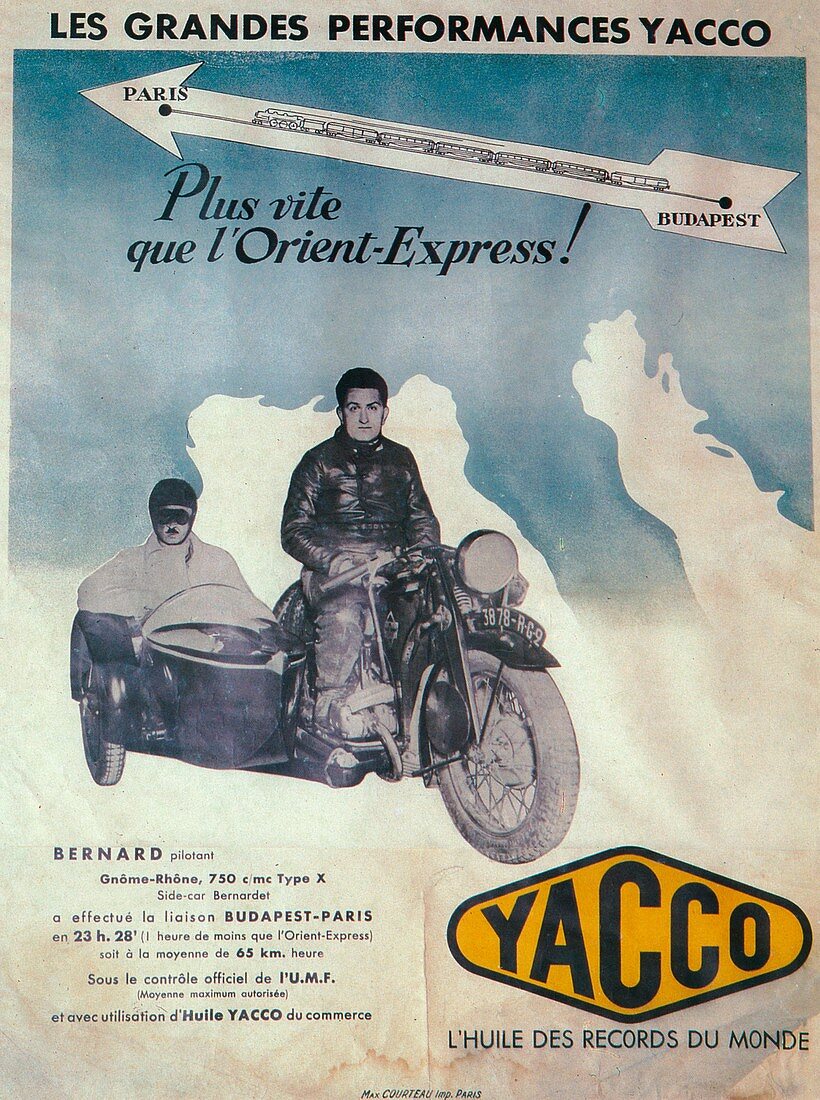 Advertisement for Yacco motor oil, 1936