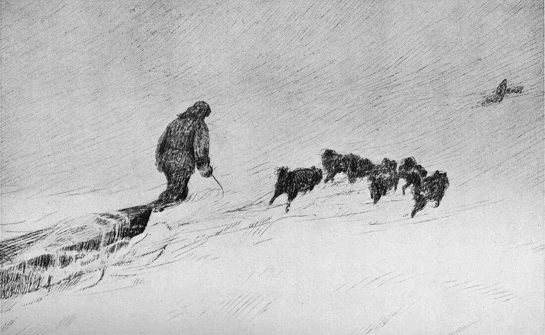Nansen and Johansen Sledging Through The Drift Snow in 1895