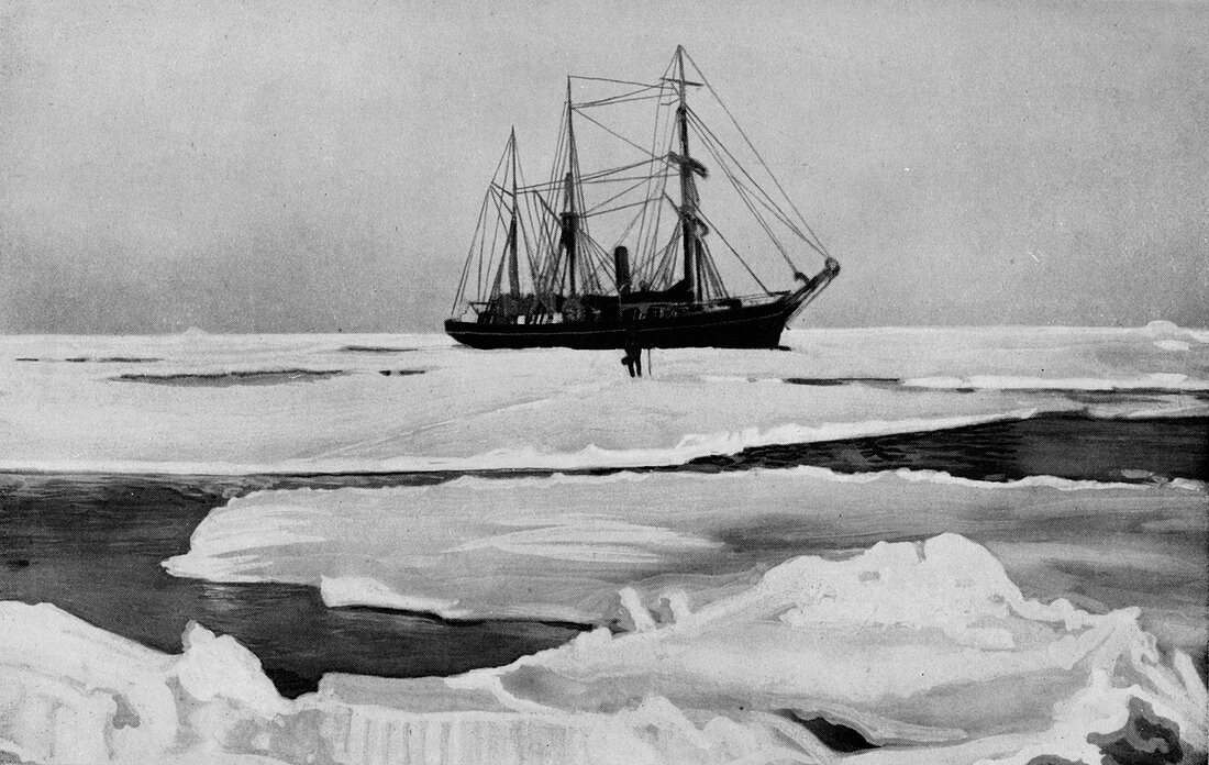 The Nimrod Pushing Her Way Through Open Pack-Ice, c1909