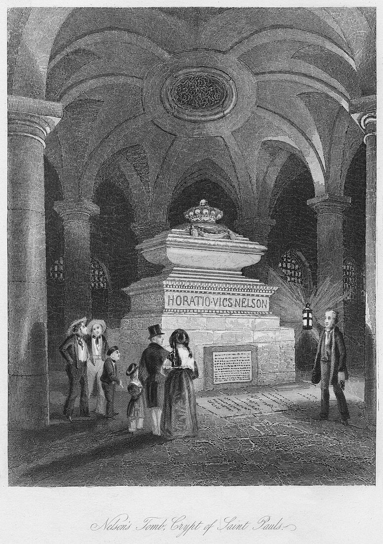 'Nelson's Tomb, Crypt of Saint Pauls', c1841