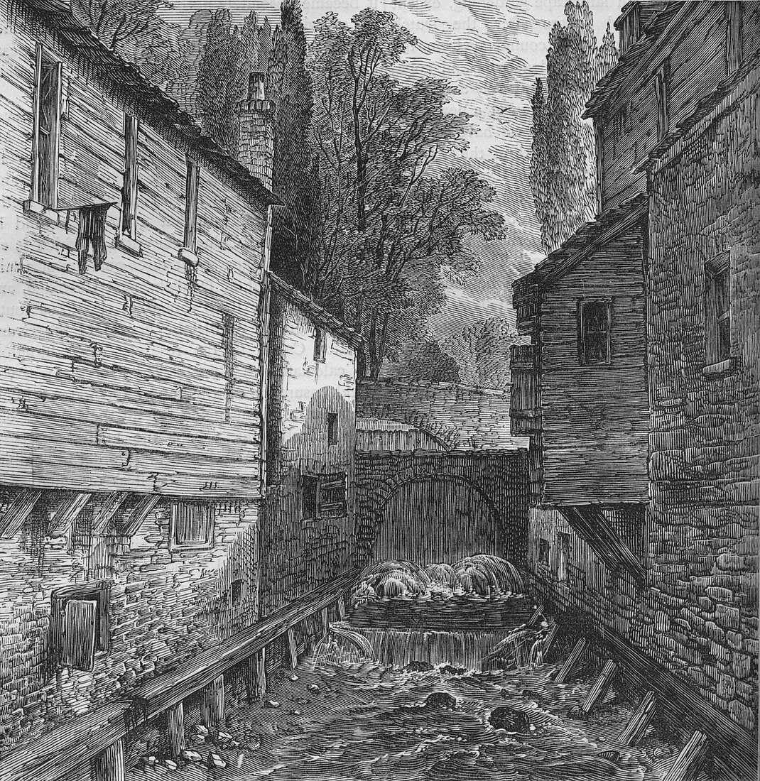 Old outfall of the Serpentine, London, c1800
