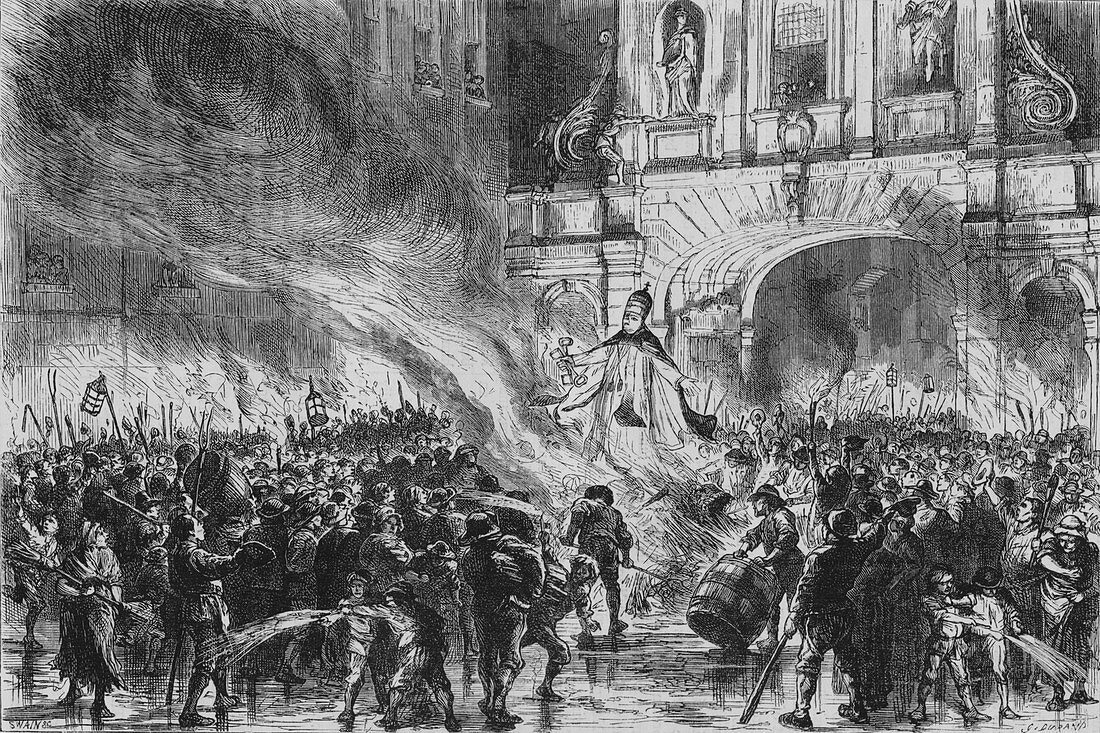 Burning the Pope in Effigy at Temple Bar, c19th century