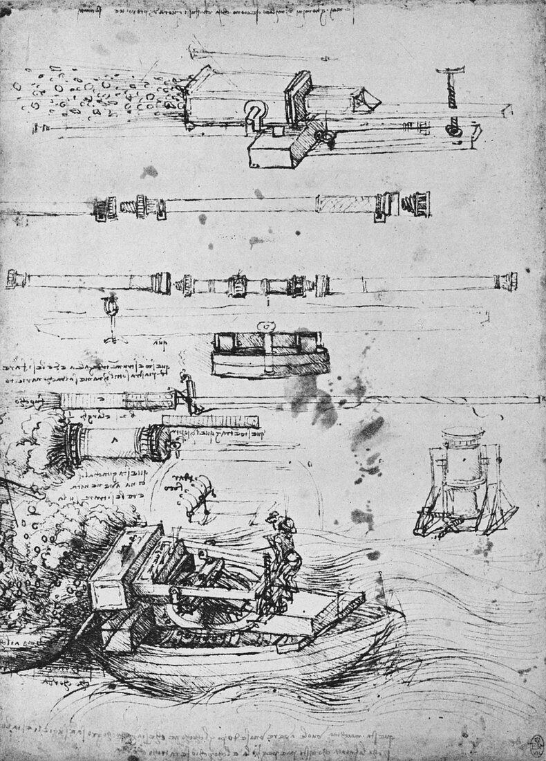 Studies of Mortars and of Canon, c1480