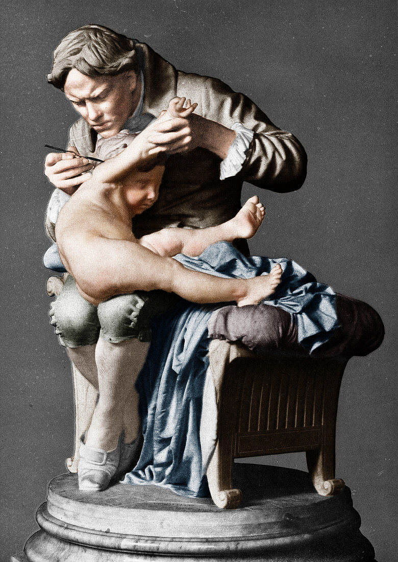 Edward Jenner, English physician, vaccinating his son, c1796
