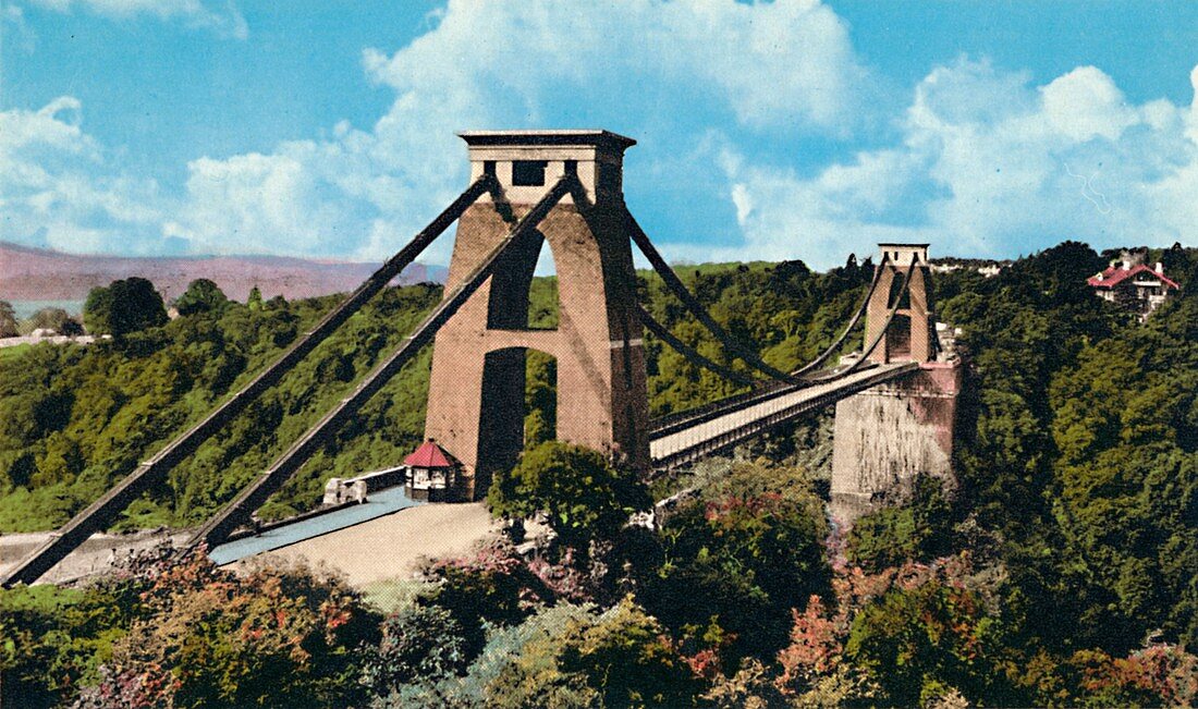 Clifton Suspension Bridge from the Observatory, c1940s