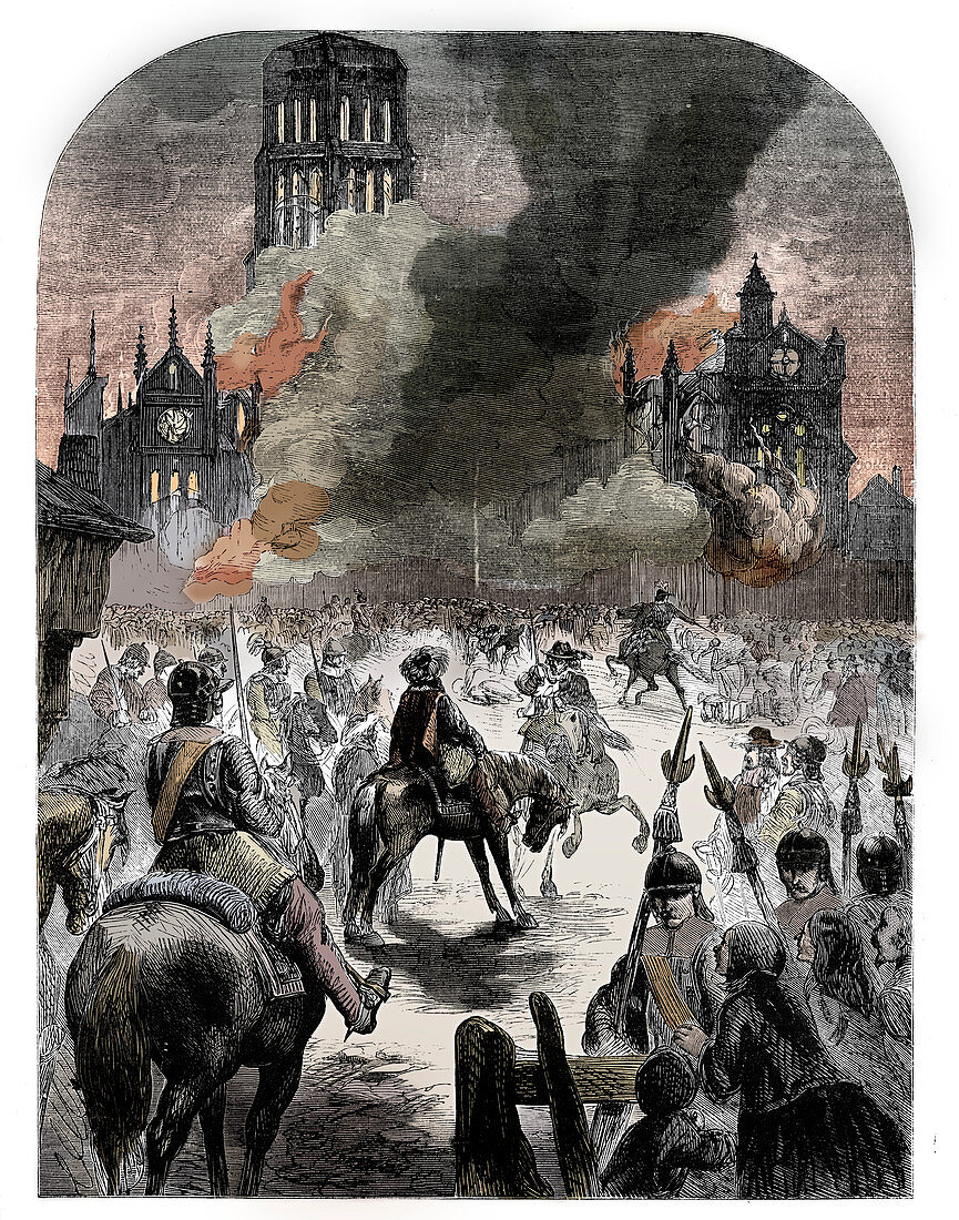 The burning of St Paul's Cathedral, Great Fire of London