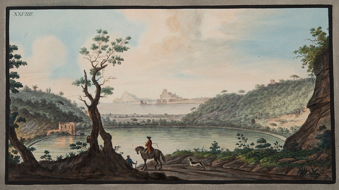 Lake Avernus from the road between Puzzoli and Cuma, 1776