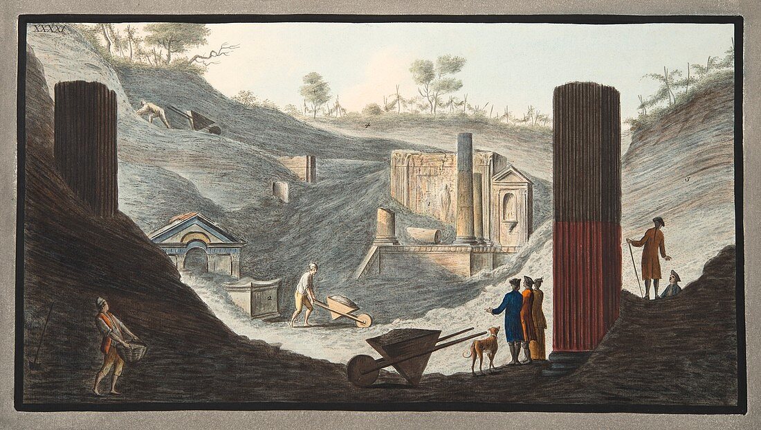 First discovery of the Temple of Isis at Pompeii, 1776