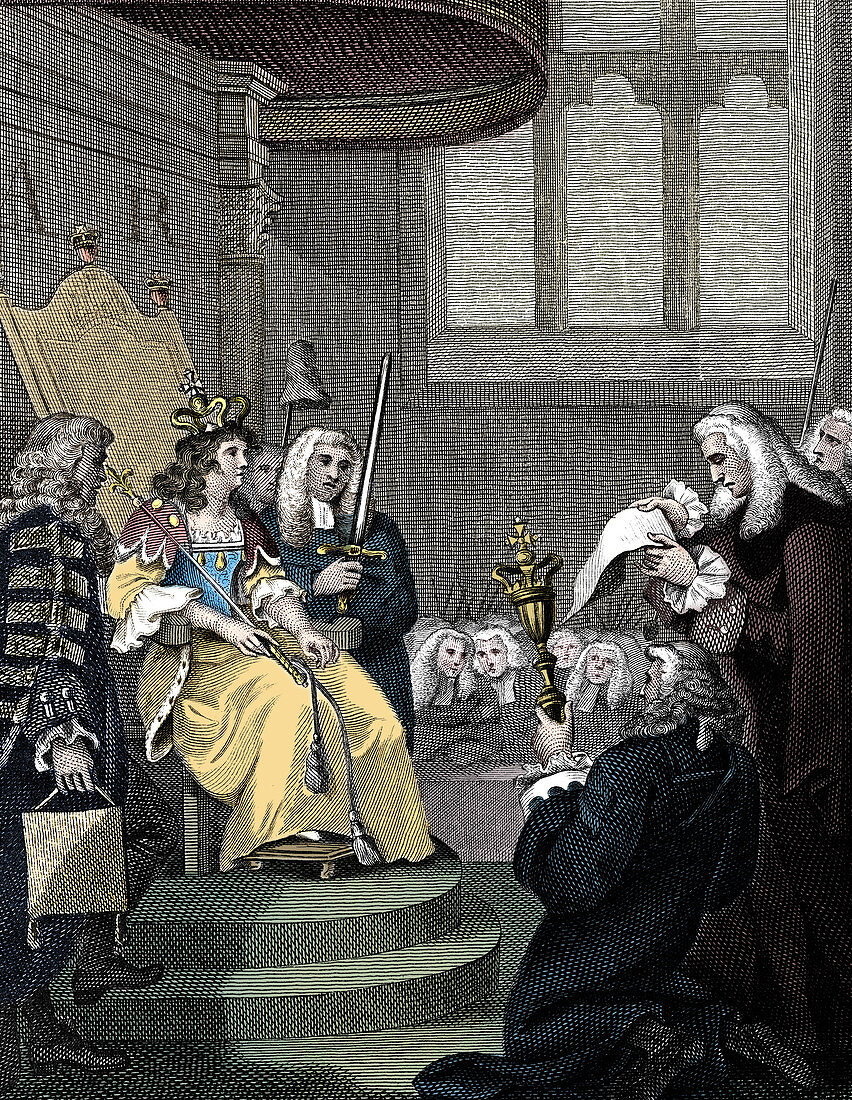 The Act of Union being read before Queen Anne, 1826
