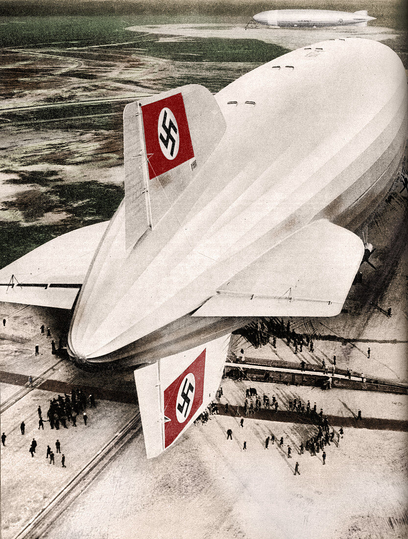Zeppelin 'Hindenburg' moored at Lakehurst, New Jersey, c1936