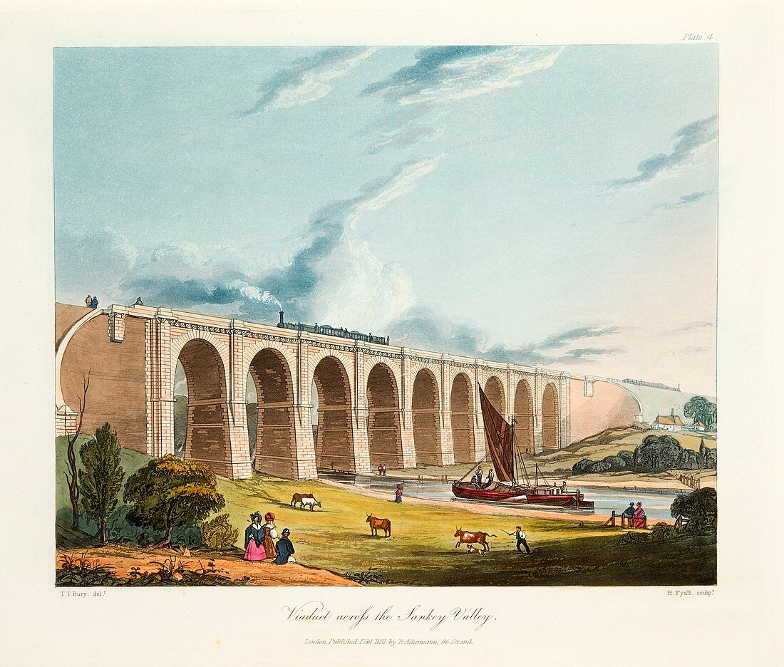 Viaduct across the Sankey Valley, Warrington, Cheshire, 1831