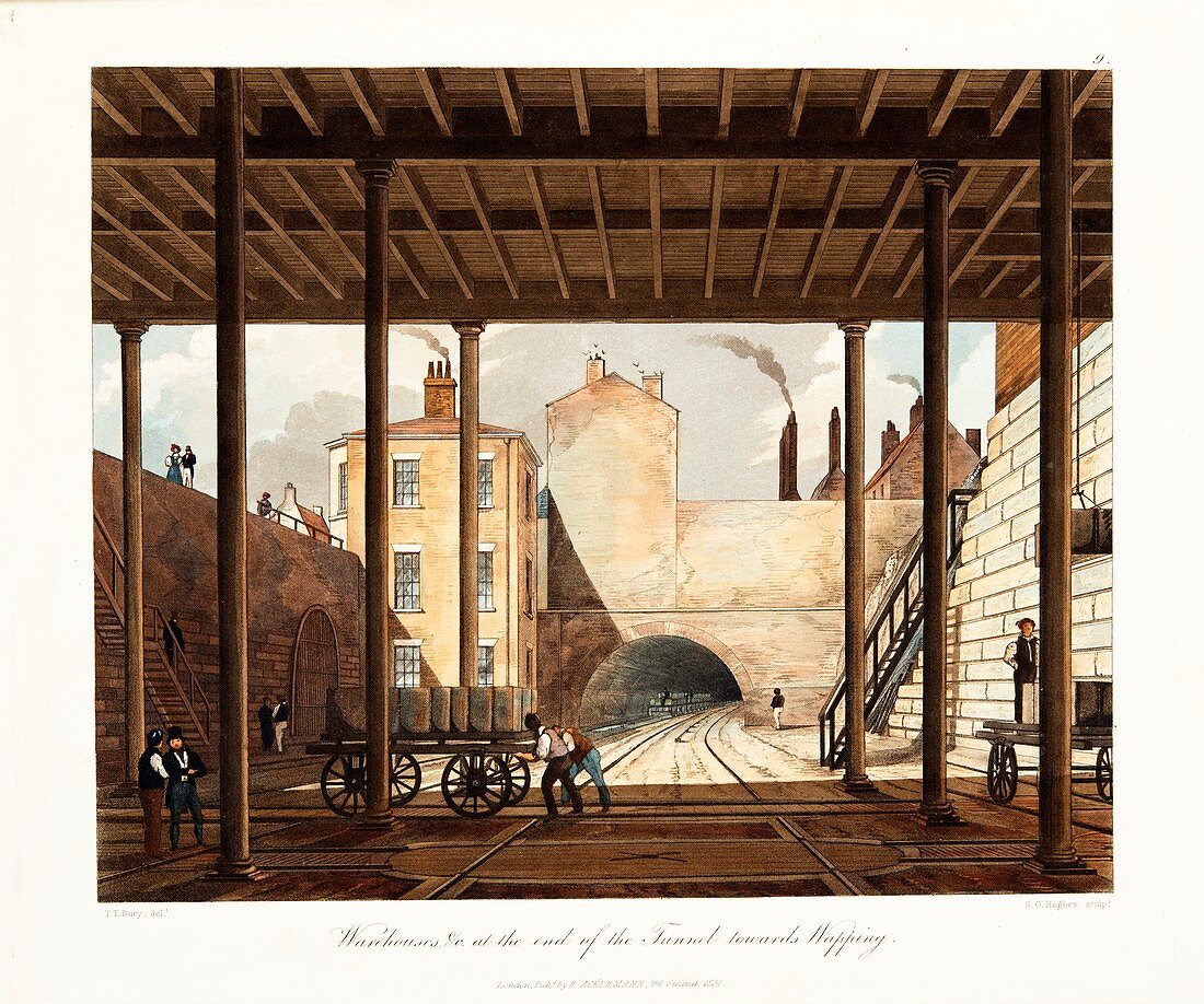 Warehouses at the end of the Tunnel towards Wapping, c1831