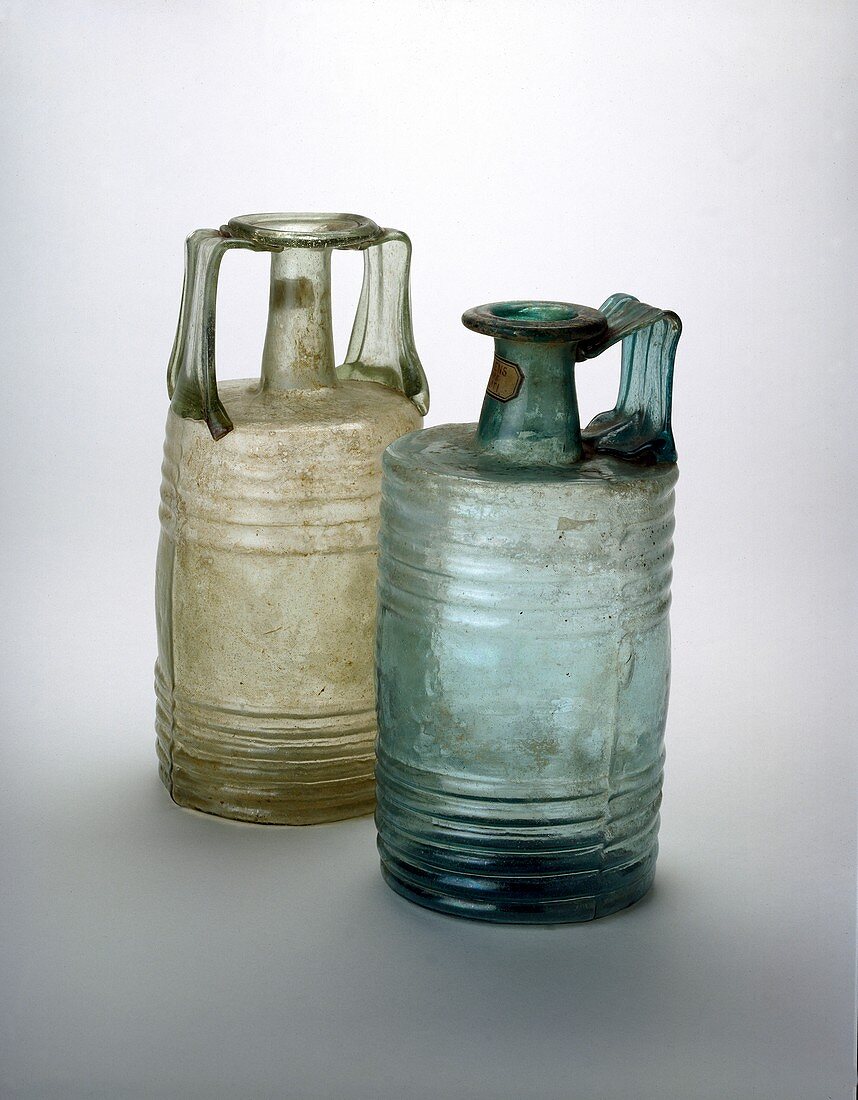 Barrel-shaped glass bottles made by Frontinus, 4th Century
