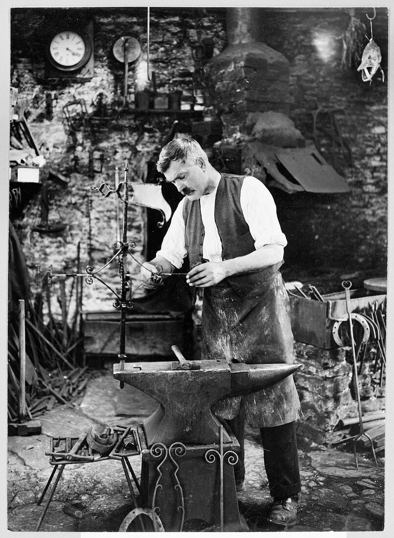 Blacksmith, Southrop, Cotswolds, Gloucestershire, UK, 1938