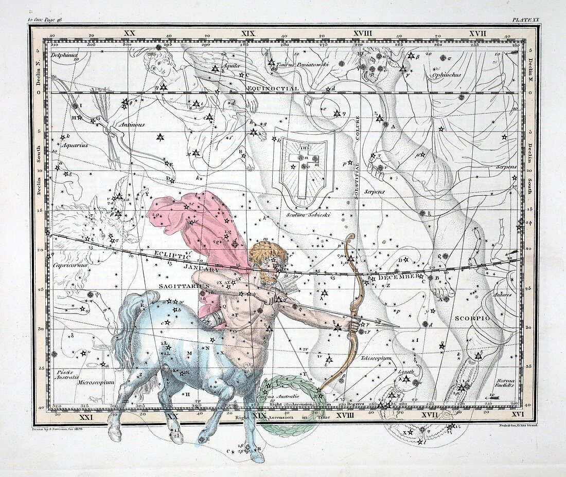 The Constellations (Plate XX) Sagittarius, 1822