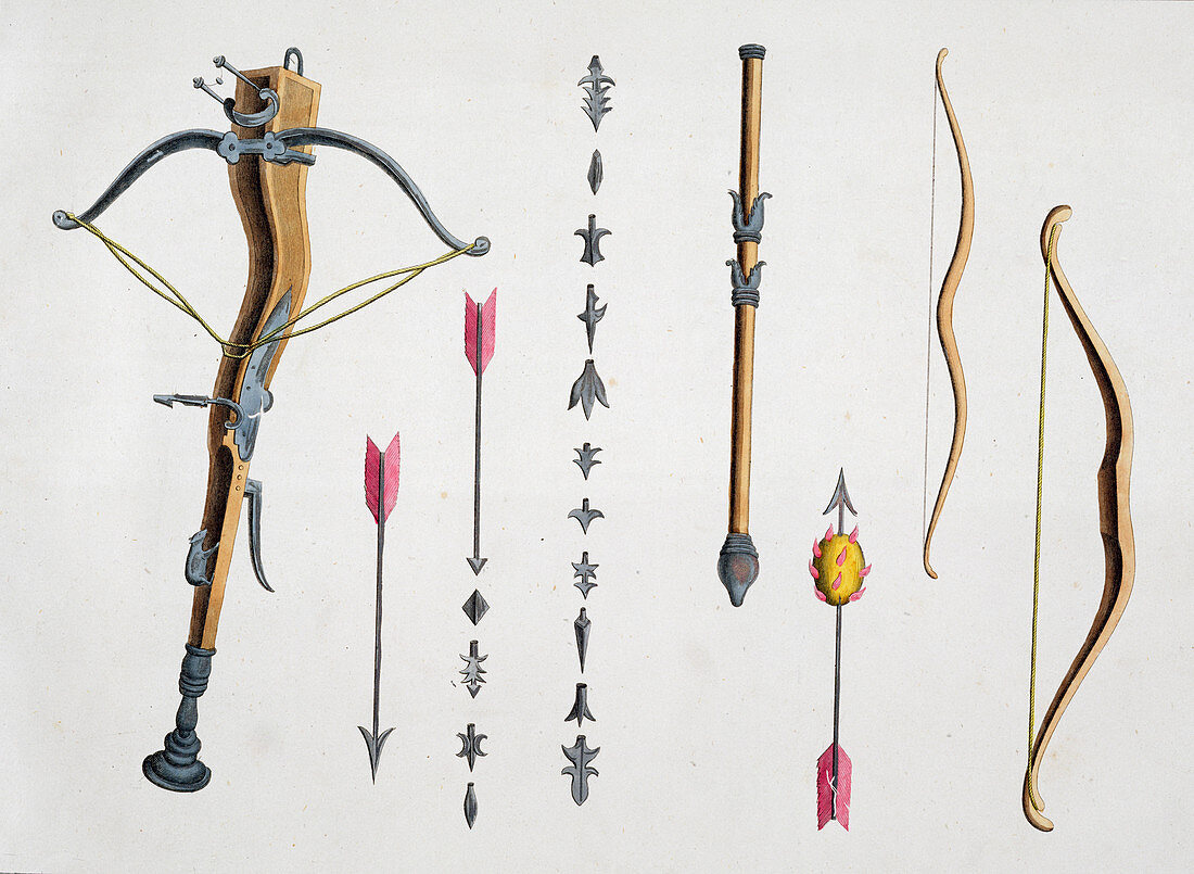 Bows and arrows from the 14th-15th century, 1842