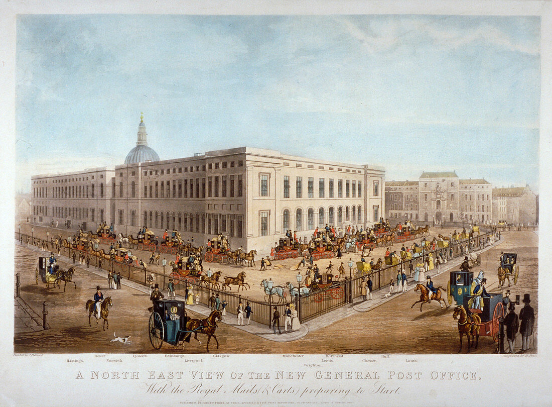 The new General Post Office, City of London, c1830