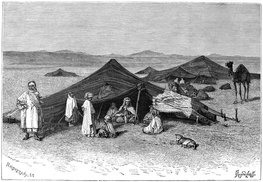 Nomad encampment, Sahara, c1890