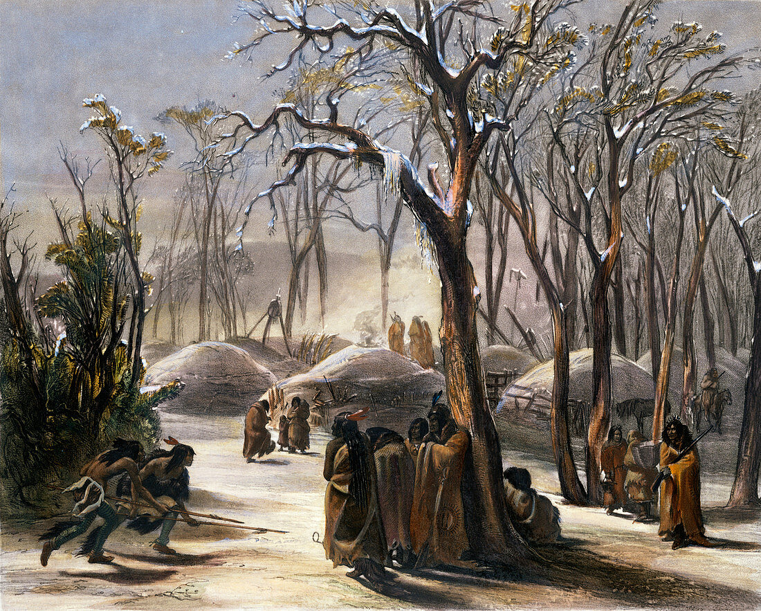 Winter Village of the Minatarres, 1843