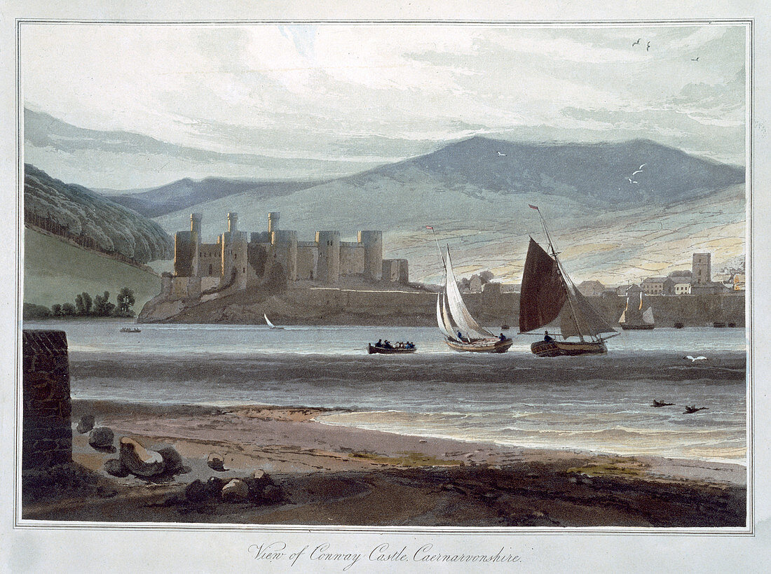 View of Conway Castle, Caernarvonshire, Wales, 1814-1825