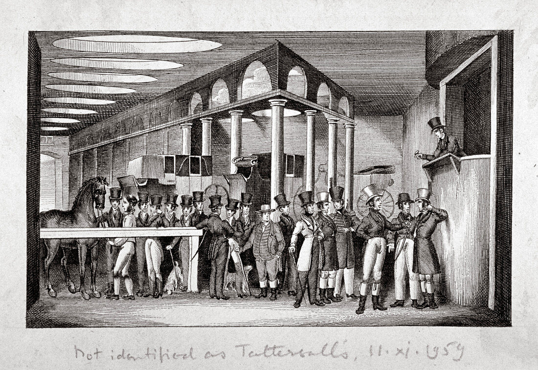 Horse sale yard, Hyde Park Corner, London, c1830