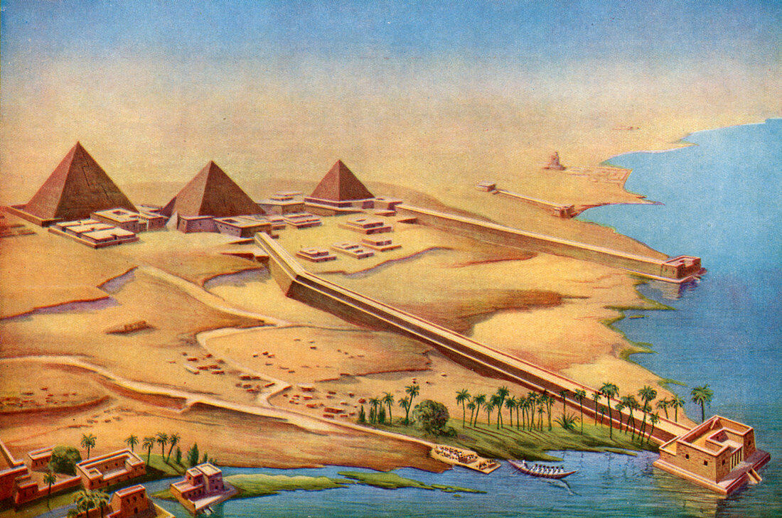 Reconstruction of the three pyramids at Abusir