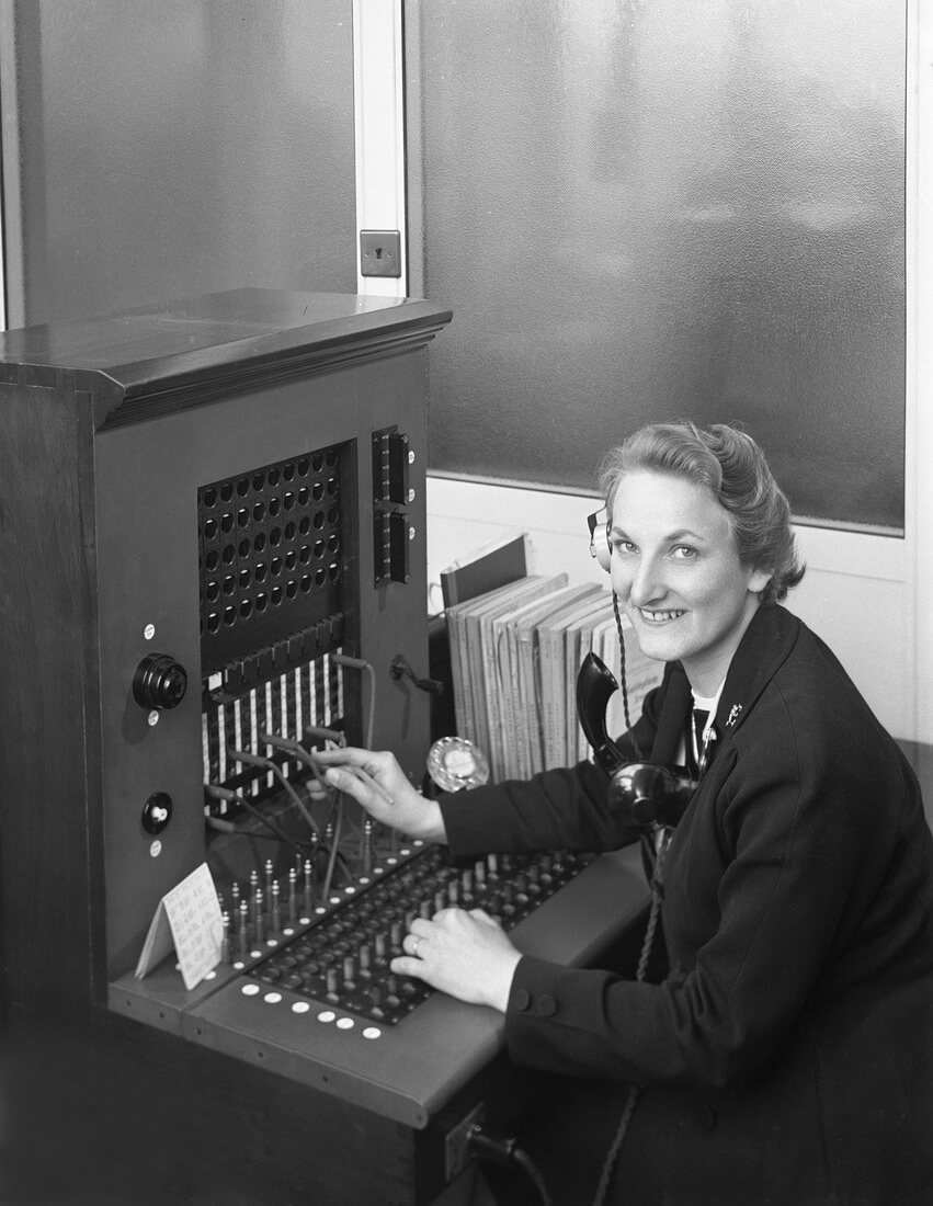 Switch board operator, 1960