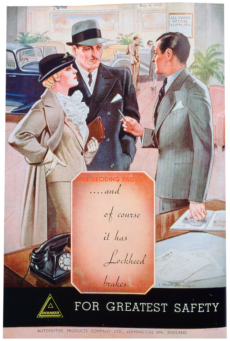 Advert for Lockheed car brakes, 1937