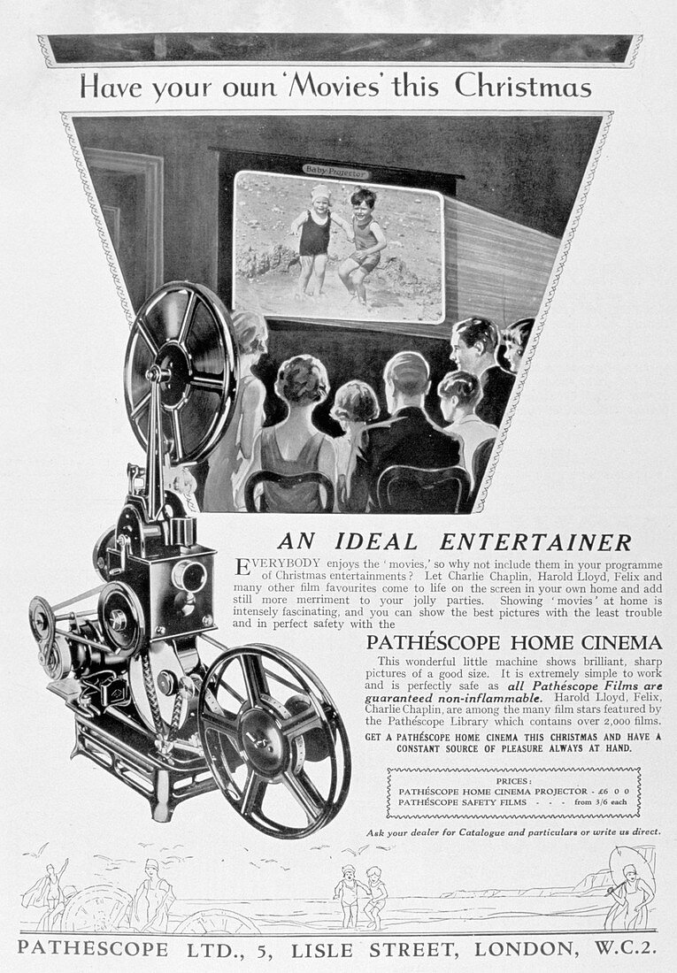 Advert for the Pathescope Home Cinema, 1928