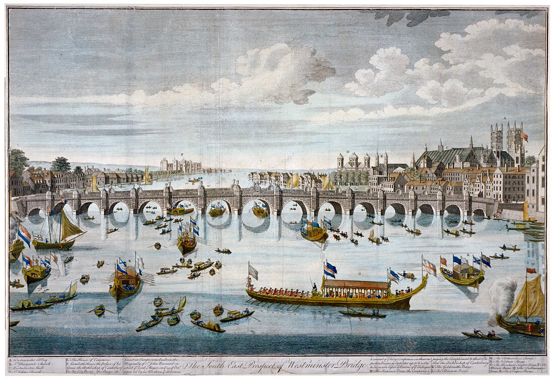 North prospect of Westminster Bridge, London, c1750