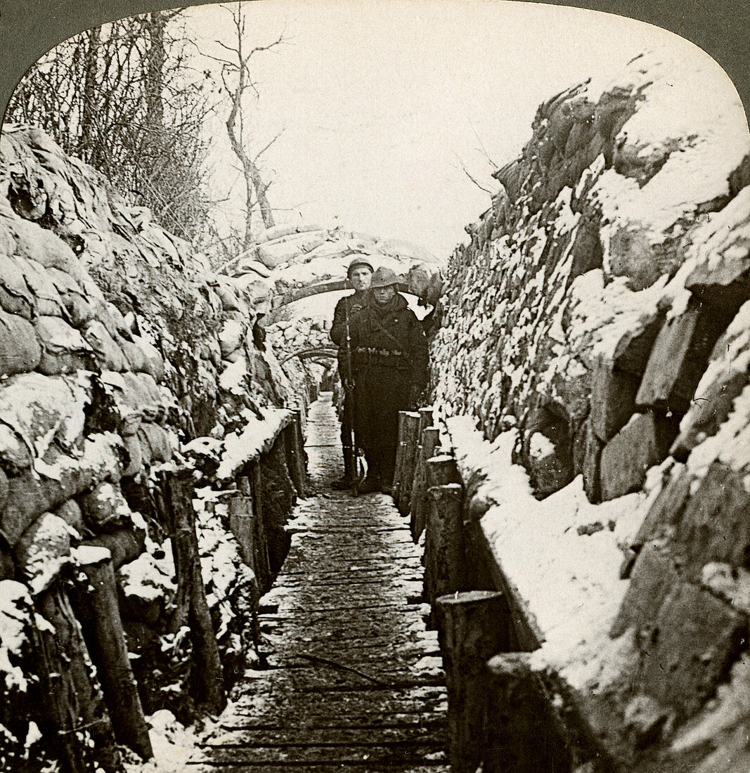 Winter in the Belgian trenches at Nieupoort, Belgium