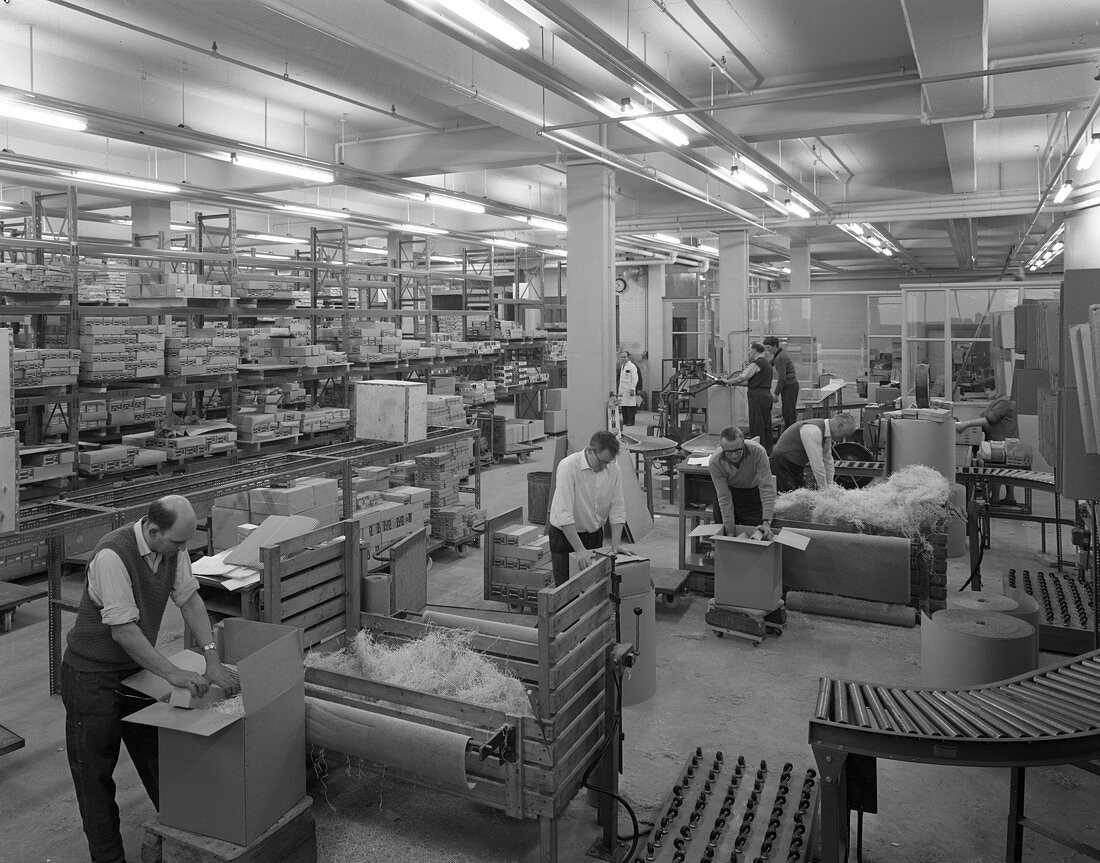 Boxes being packed ready for distribution, 1967