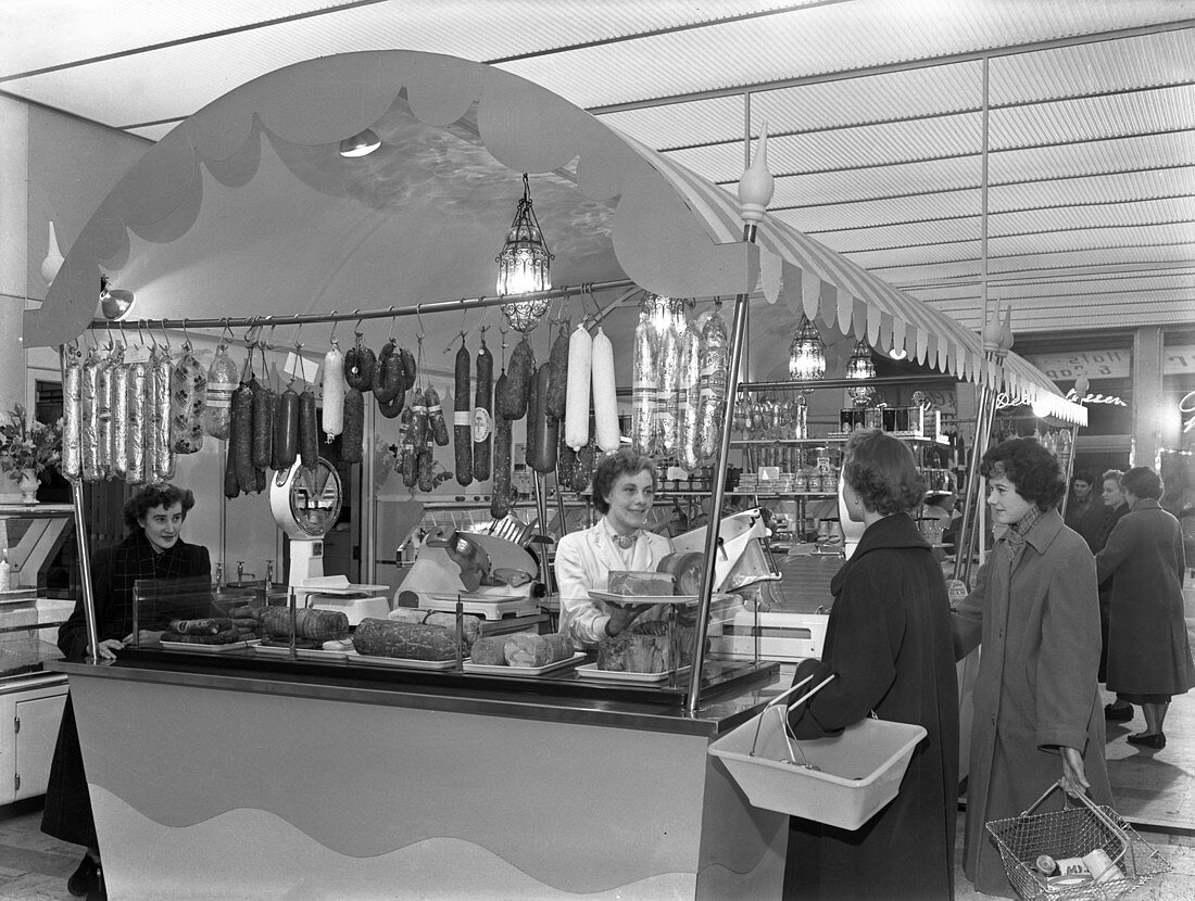 New Co-op central butcher's department, 1957