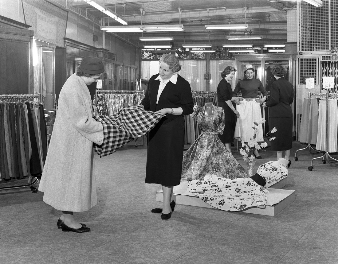 Ladies' clothing department, South Yorkshire, 1957