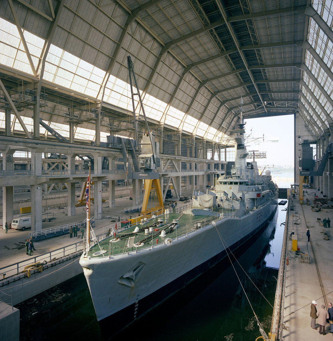 HMS Cleopatra at Devonport frigate complex, 1977