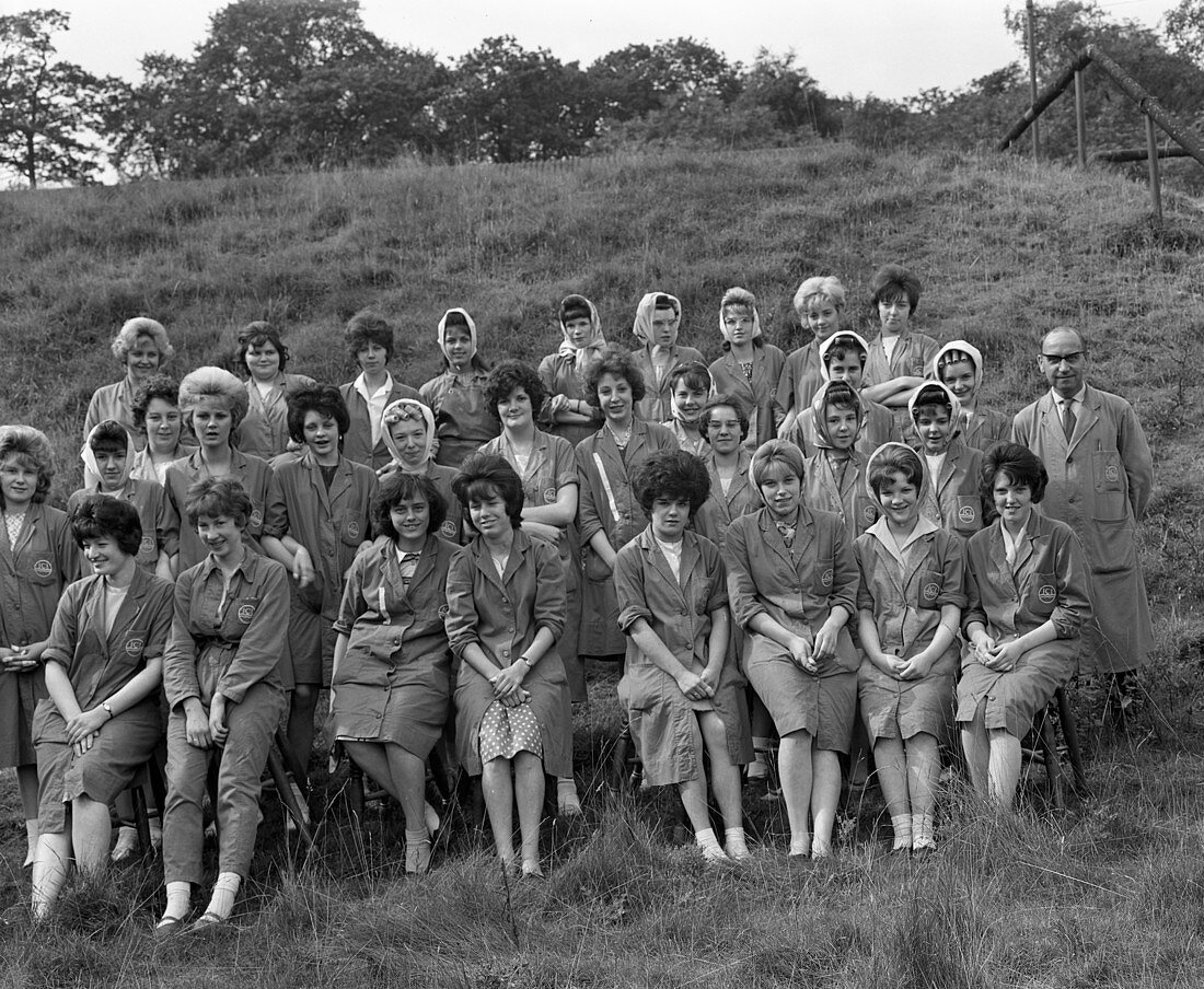 Women from the ICI powder works in a group photograph, 1962