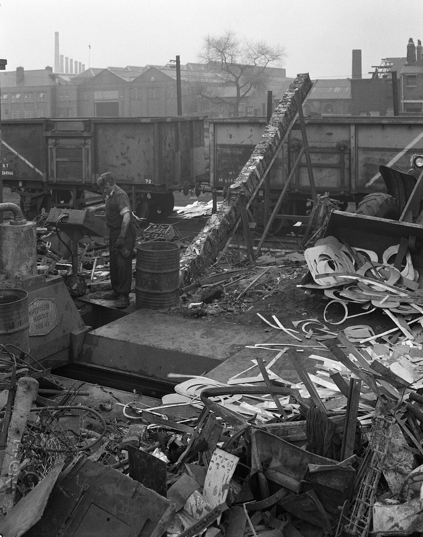 Recycling scrap, Rotherham, South Yorkshire, 1965