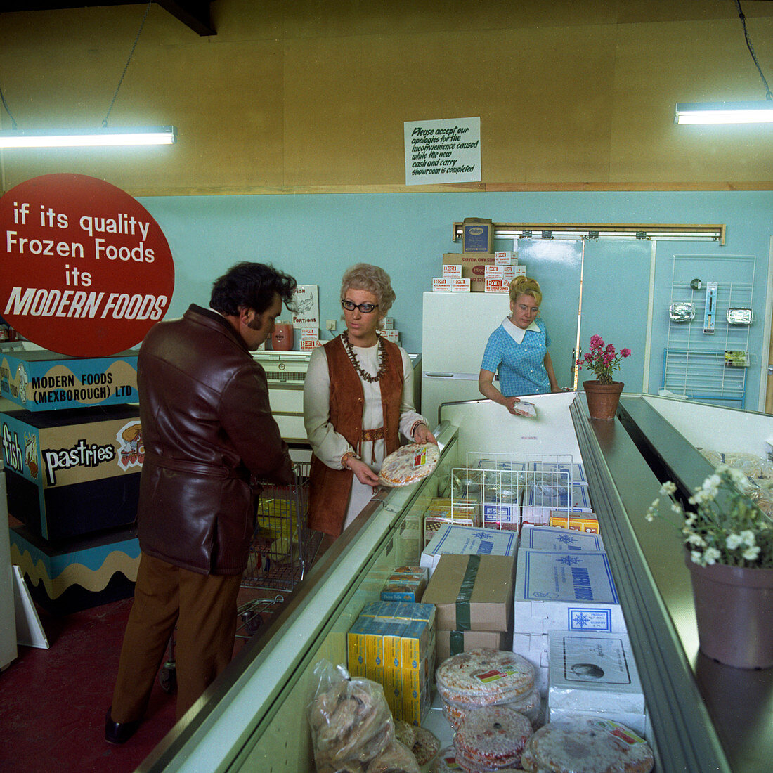 Frozen food shop, Mexborough, South Yorkshire, 1972