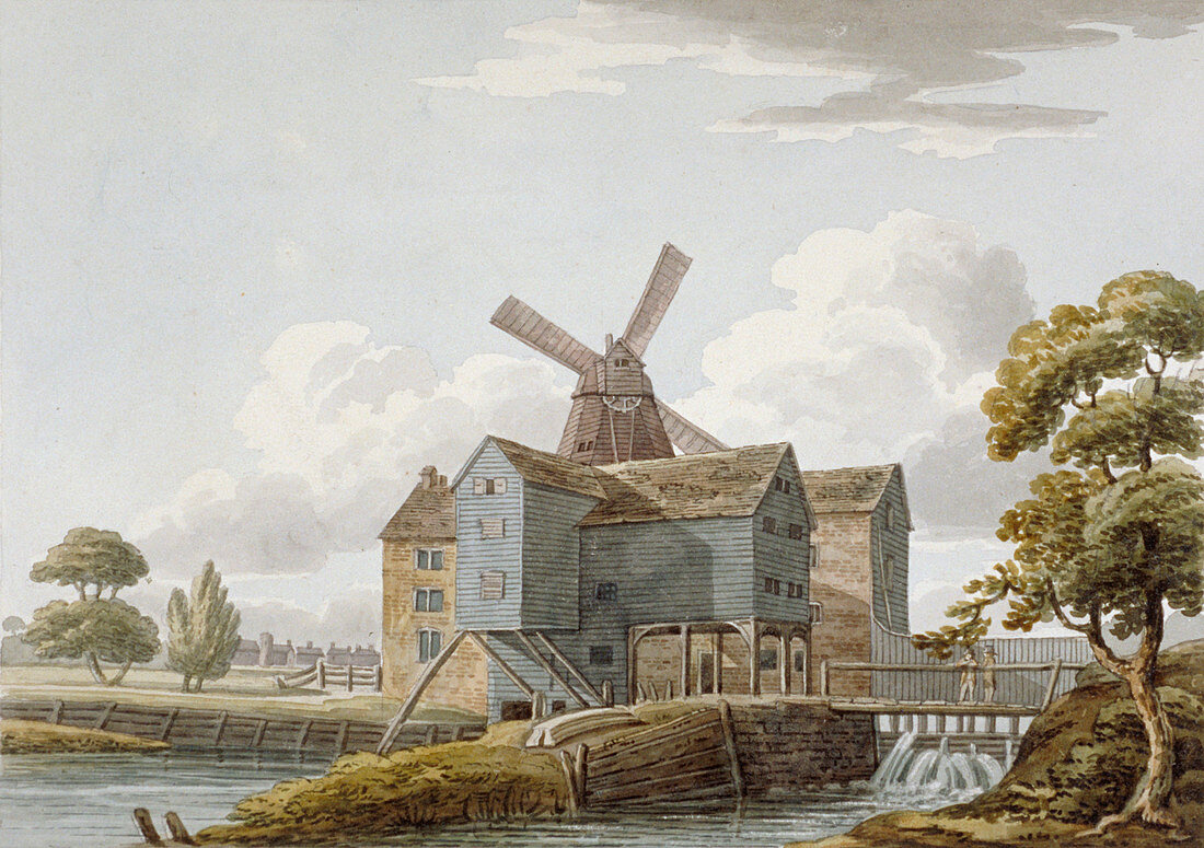 View of West Ham Mills by the River Lea, London, c1800