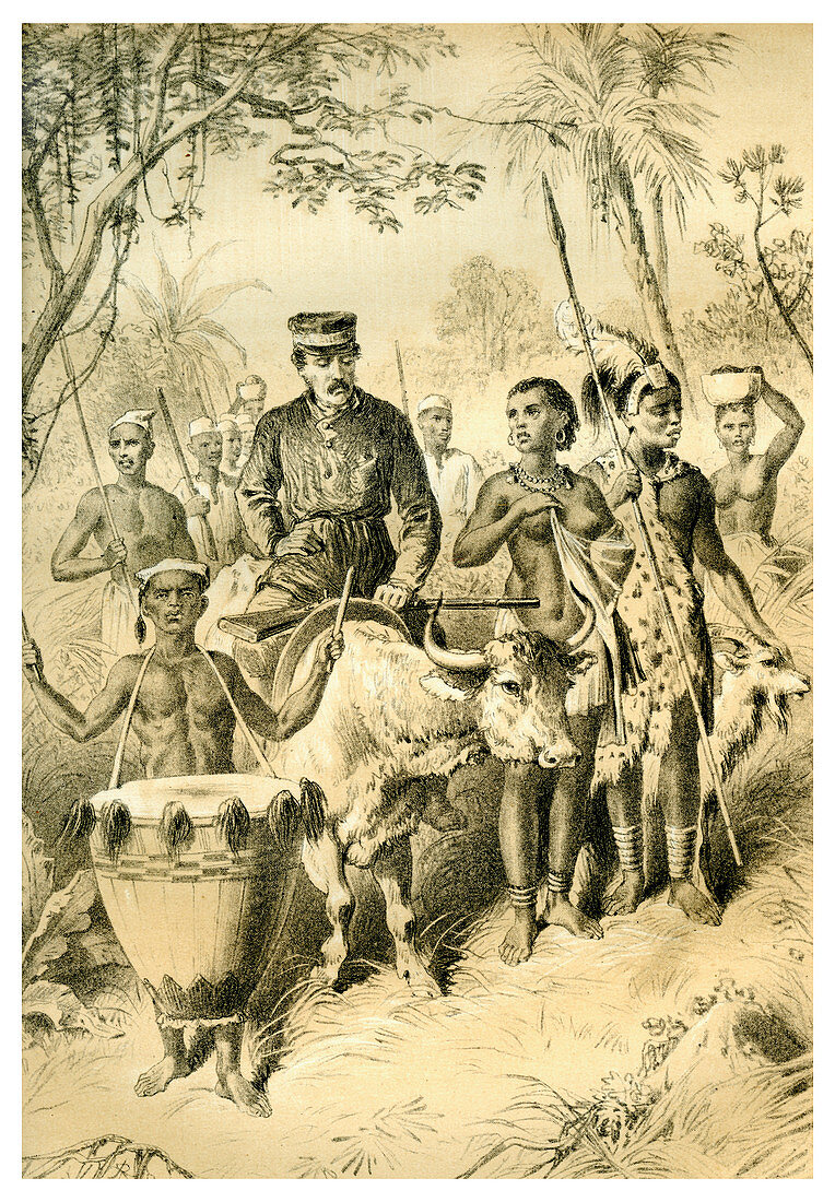 Livingstone Weak from Fever Escorted to Shinte's Town, c1854