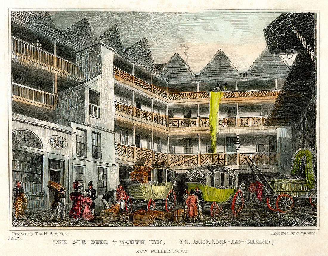 The old Bull and Mouth Inn, City of London, 1831