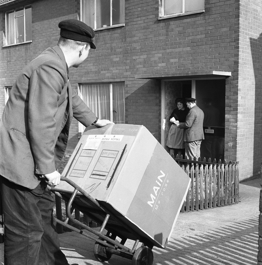 Home delivery of a cooker, 1963