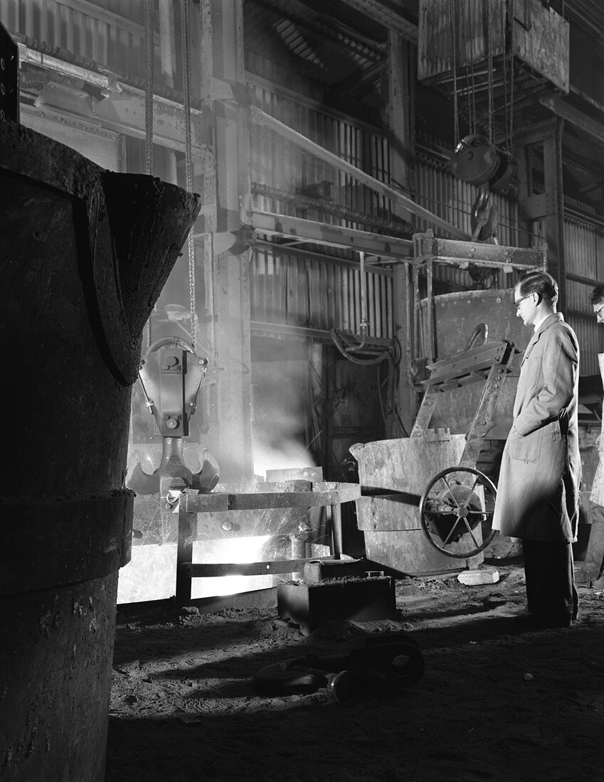 Casting furnace at Wombwell Foundry, South Yorkshire, 1963