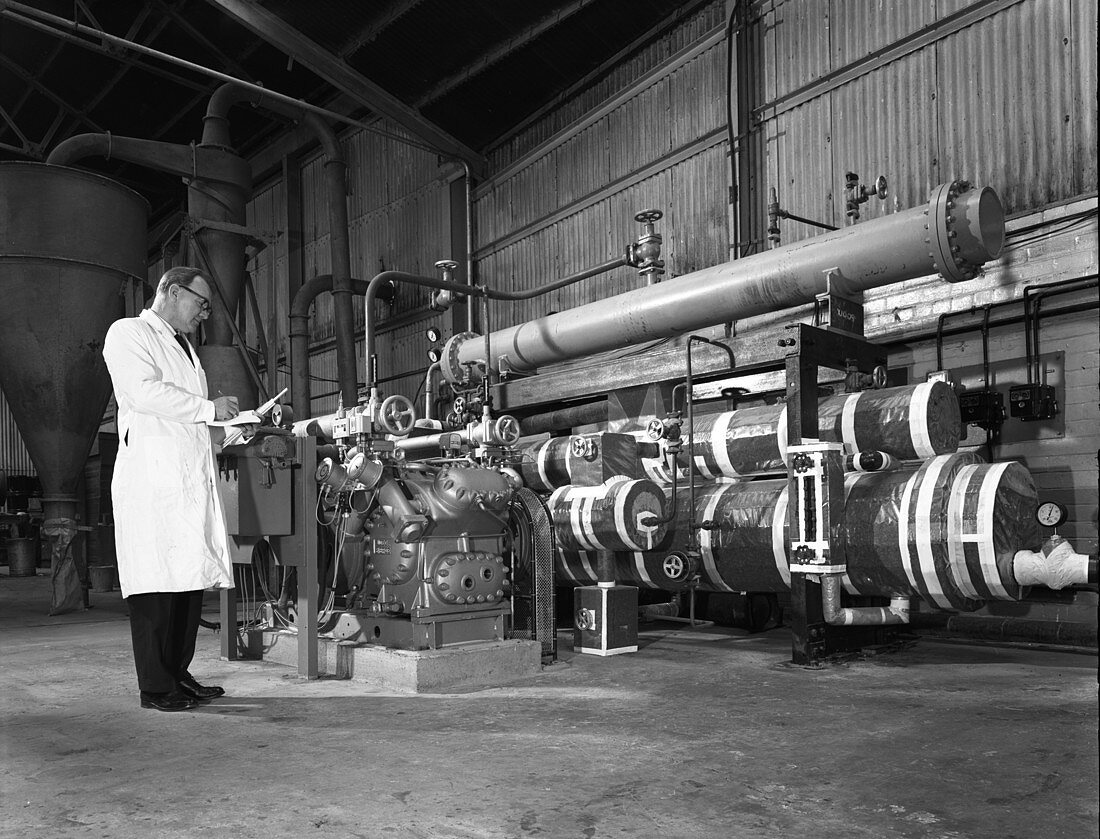 Industrial refrigeration plant in a foundry, 1963