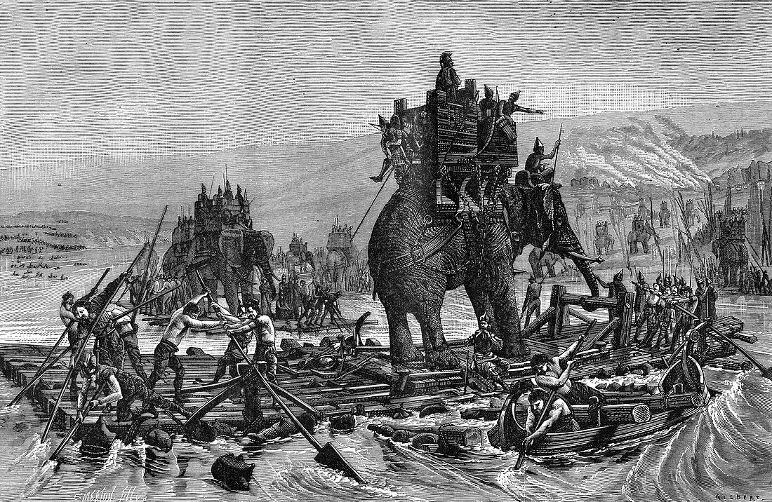Hannibal crossing the Rhone, 218 BC