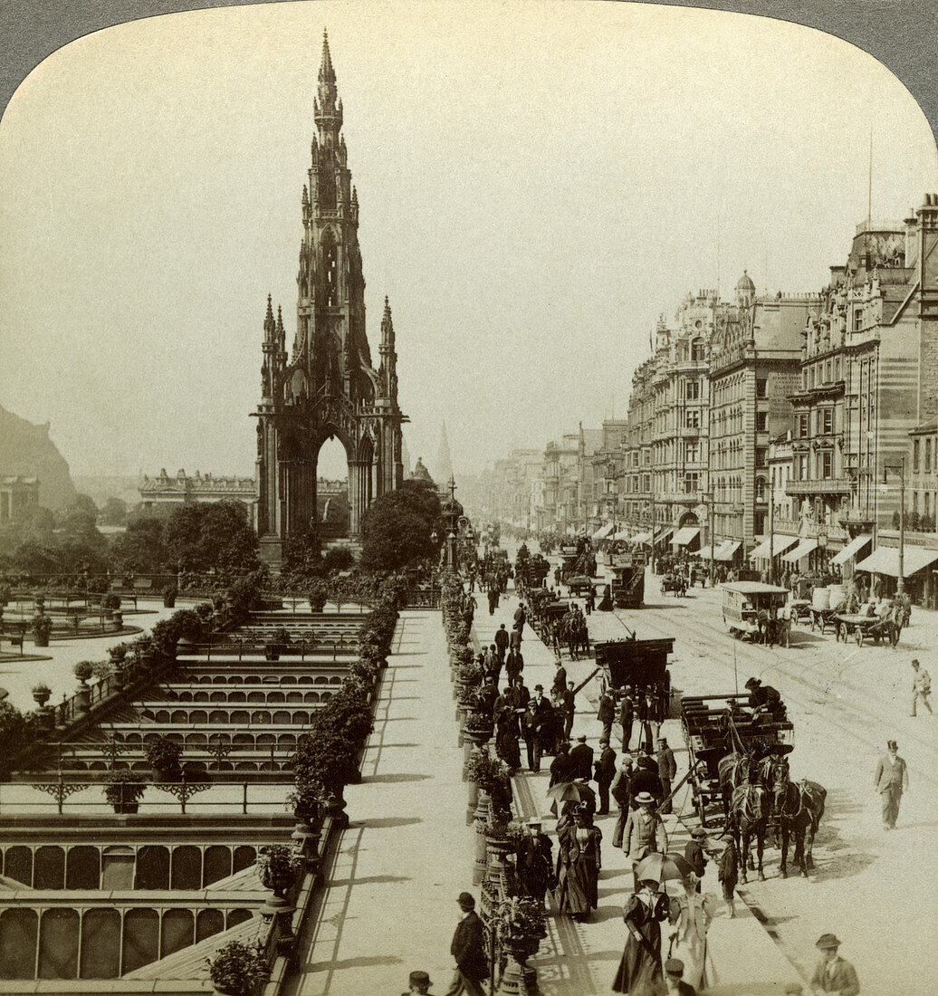 Princes Street and the Scott Monument, Edinburgh, Scotland